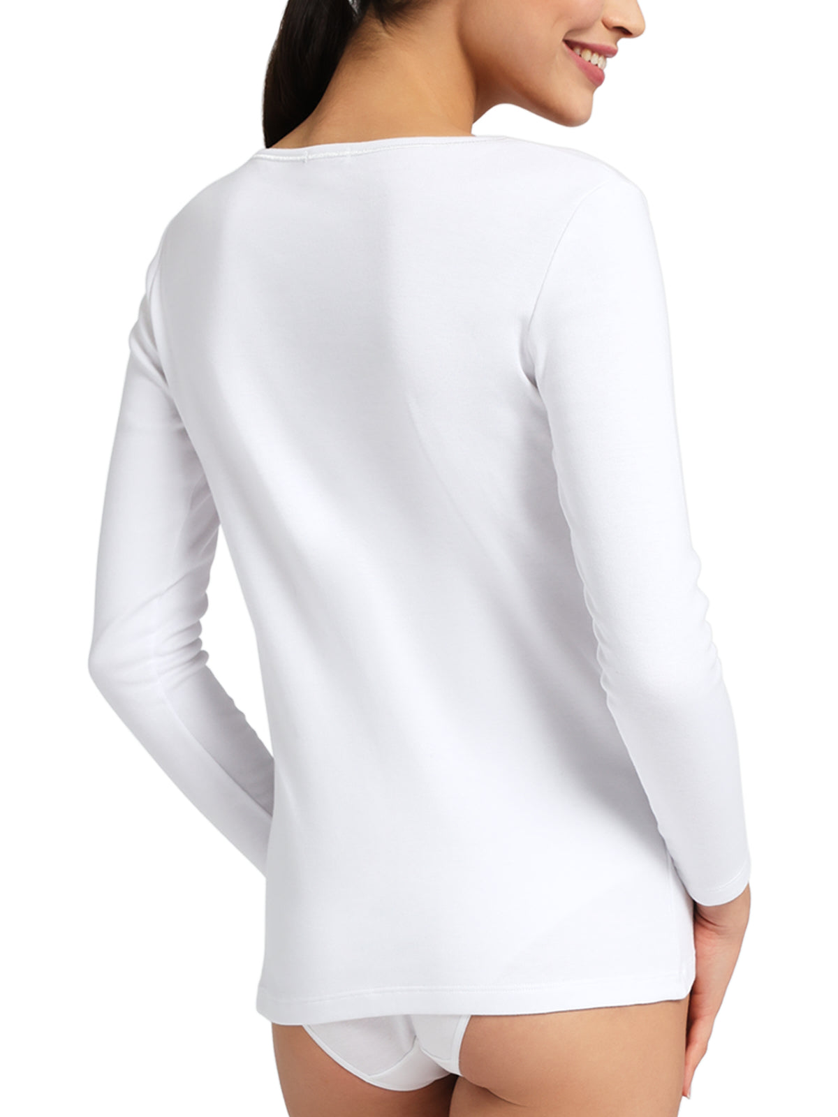 Maglietta girocollo bordo raso manica lunga donna, THERMO COTTON