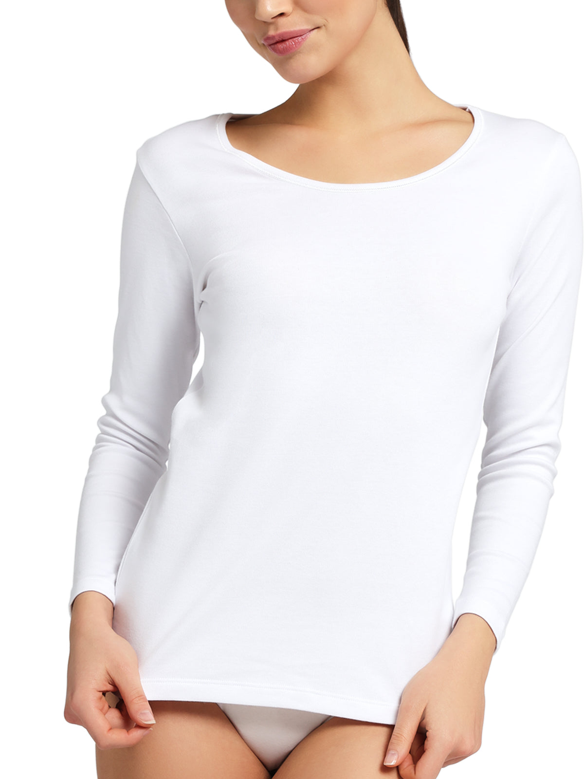 Maglietta girocollo bordo raso manica lunga donna, THERMO COTTON