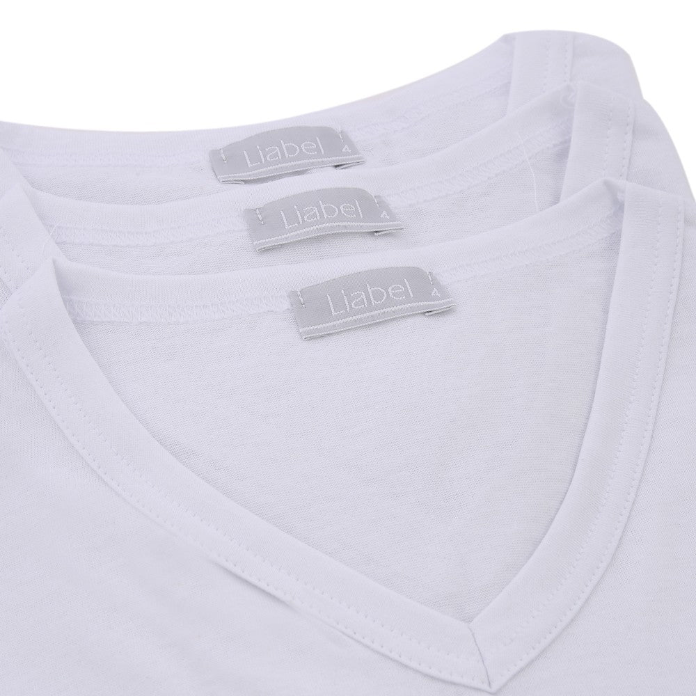 T-Shirt scollo V manica corta uomo -bianco, multipack da 6, cotone