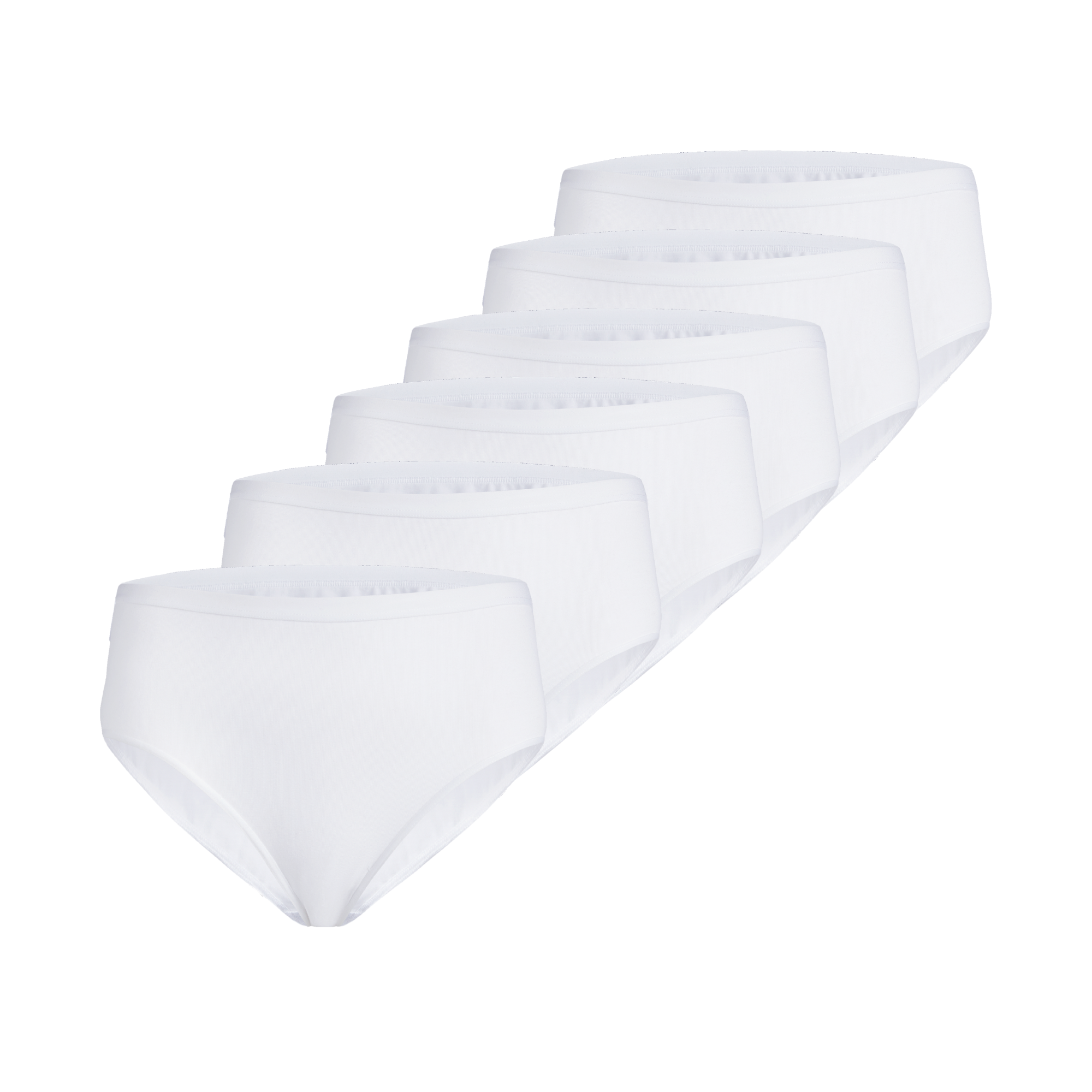 Slip midi donna - bianco, multipack da 6, cotone elasticizzato