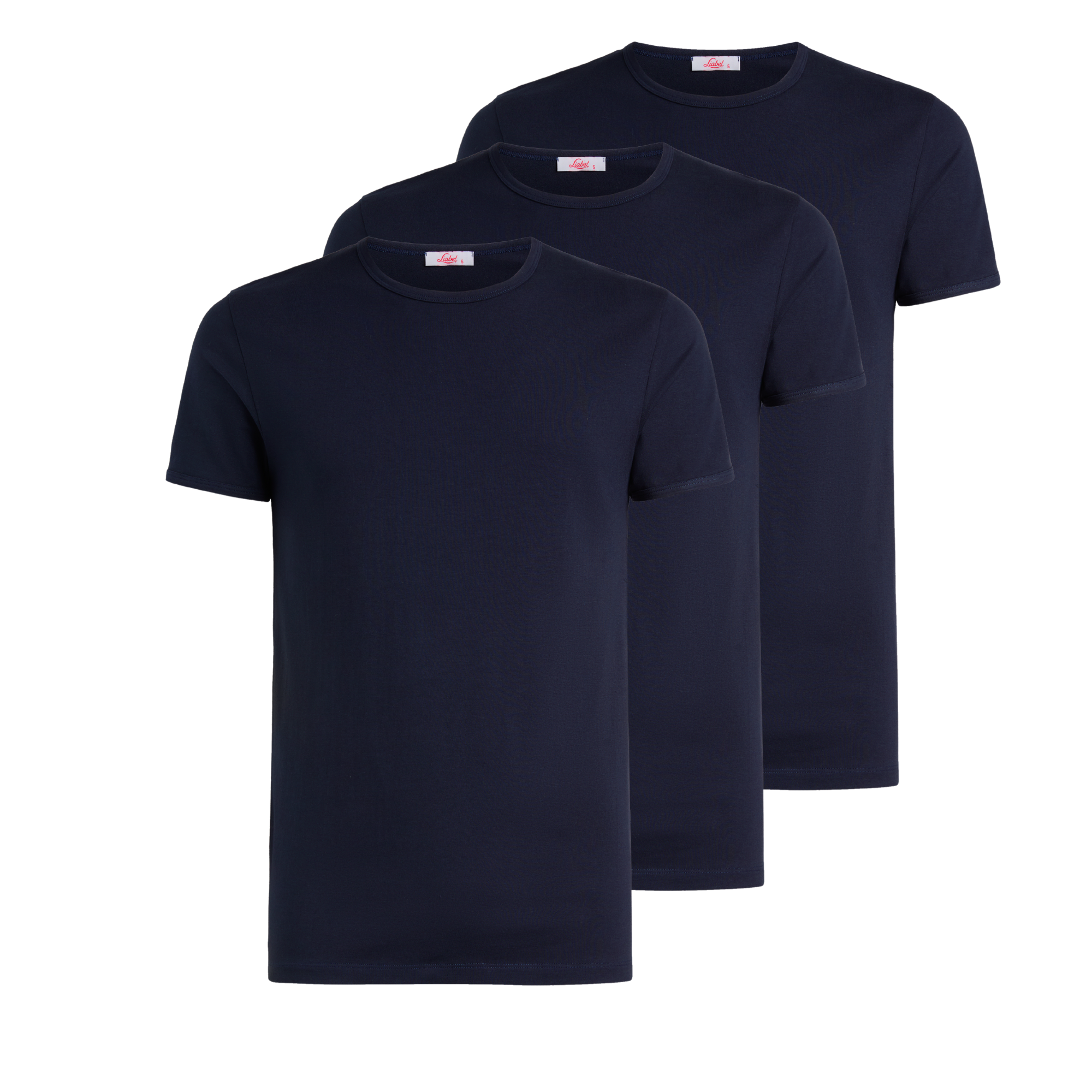 T-Shirt girocollo manica corta uomo - blu, multipack da 3, cotone elasticizzato