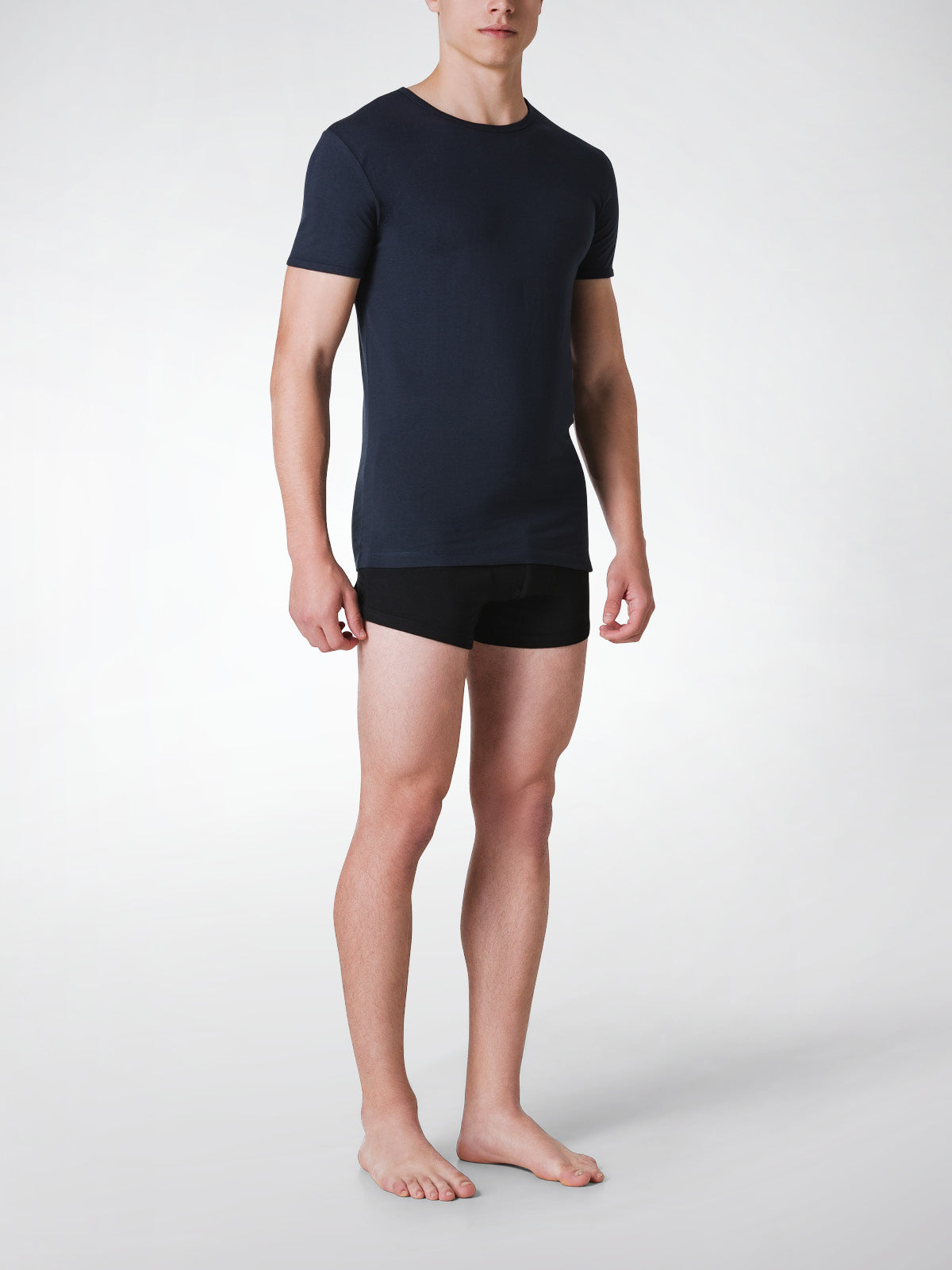 T-Shirt girocollo manica corta uomo - blu, multipack da 3, cotone elasticizzato