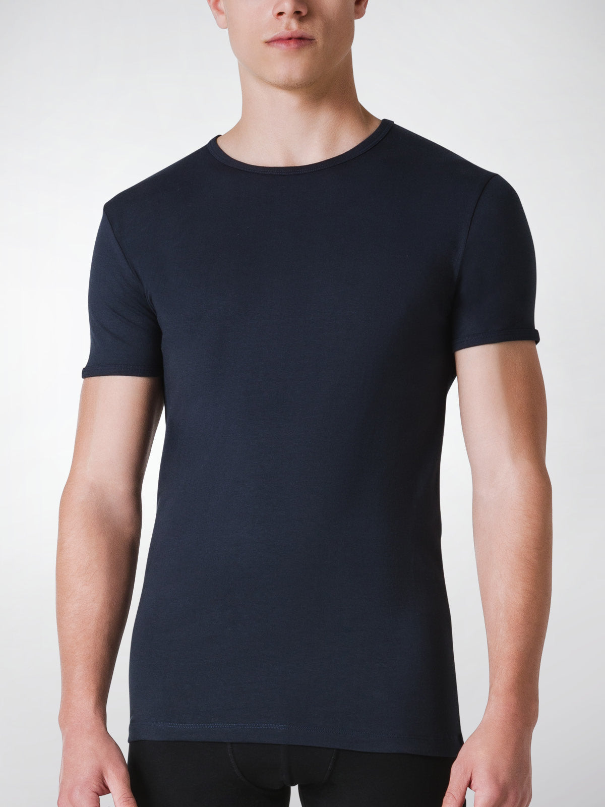 T-Shirt girocollo manica corta uomo - blu, multipack da 3, cotone elasticizzato