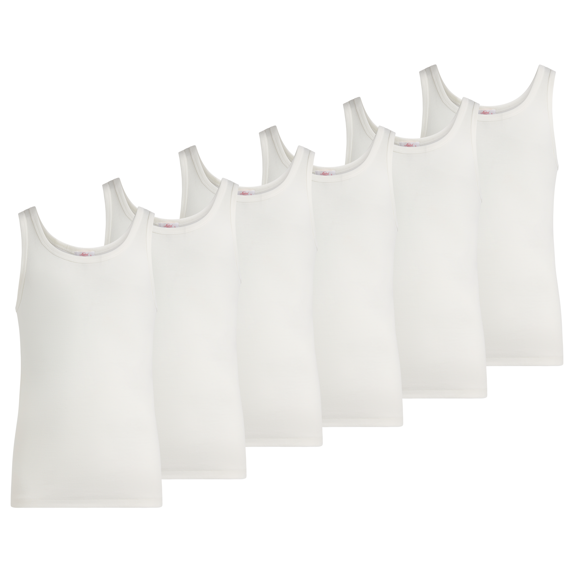 Canotta spalla larga uomo - bianco, multipack da 6, cotone elasticizzato