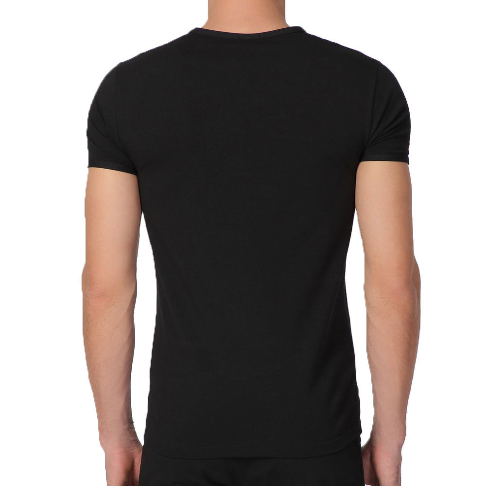 T-Shirt scollo V manica corta uomo - colore assortito (2 blu + 4 nero), multipack da 6, cotone elasticizzato
