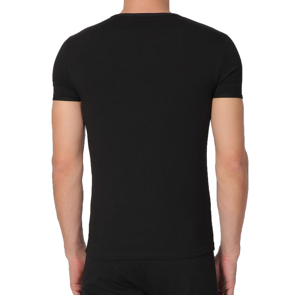T-Shirt girocollo manica corta uomo - colore assortito (2 blu + 4 nero), multipack da 6, cotone elasticizzato