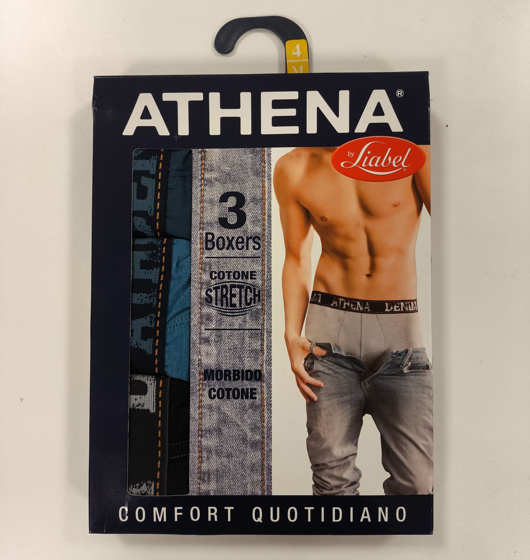Pack 3 boxer uomo, elastico alto in vita, cotone elasticizzato