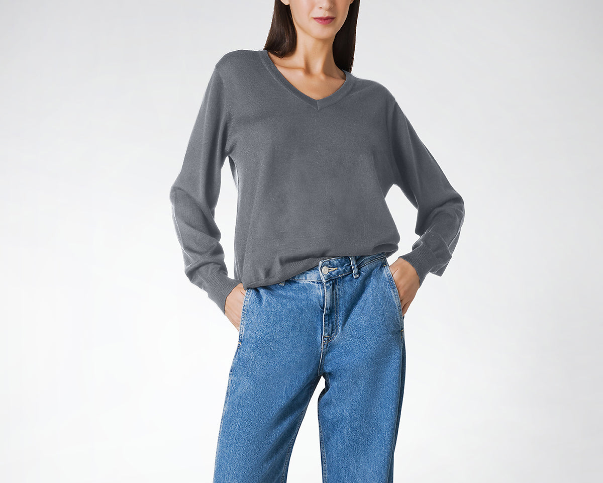 Maglia scollo a V in 100% Lana Merinos