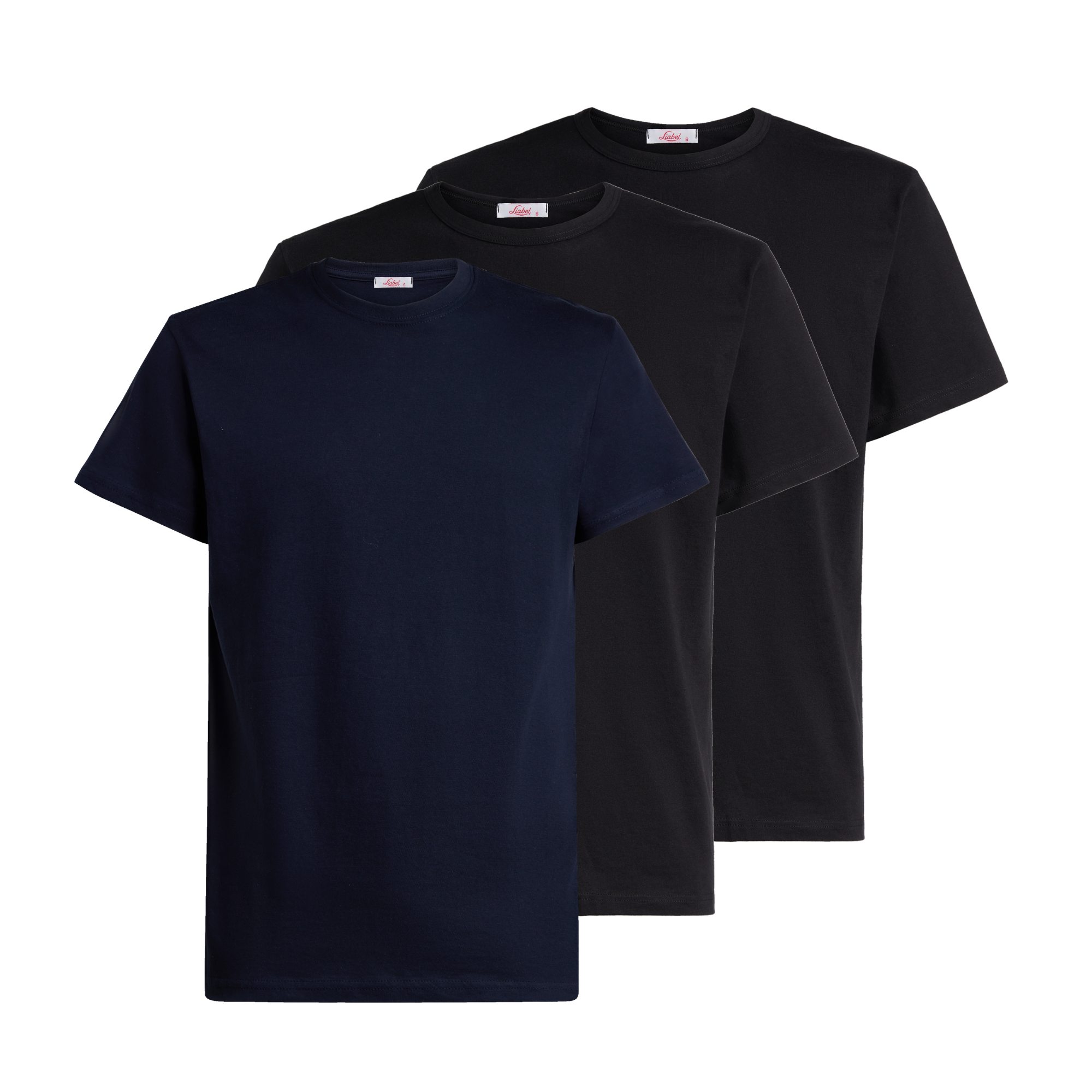 T-Shirt girocollo manica corta uomo -colore assortito (1 blu + 2 nero), multipack da 3, cotone
