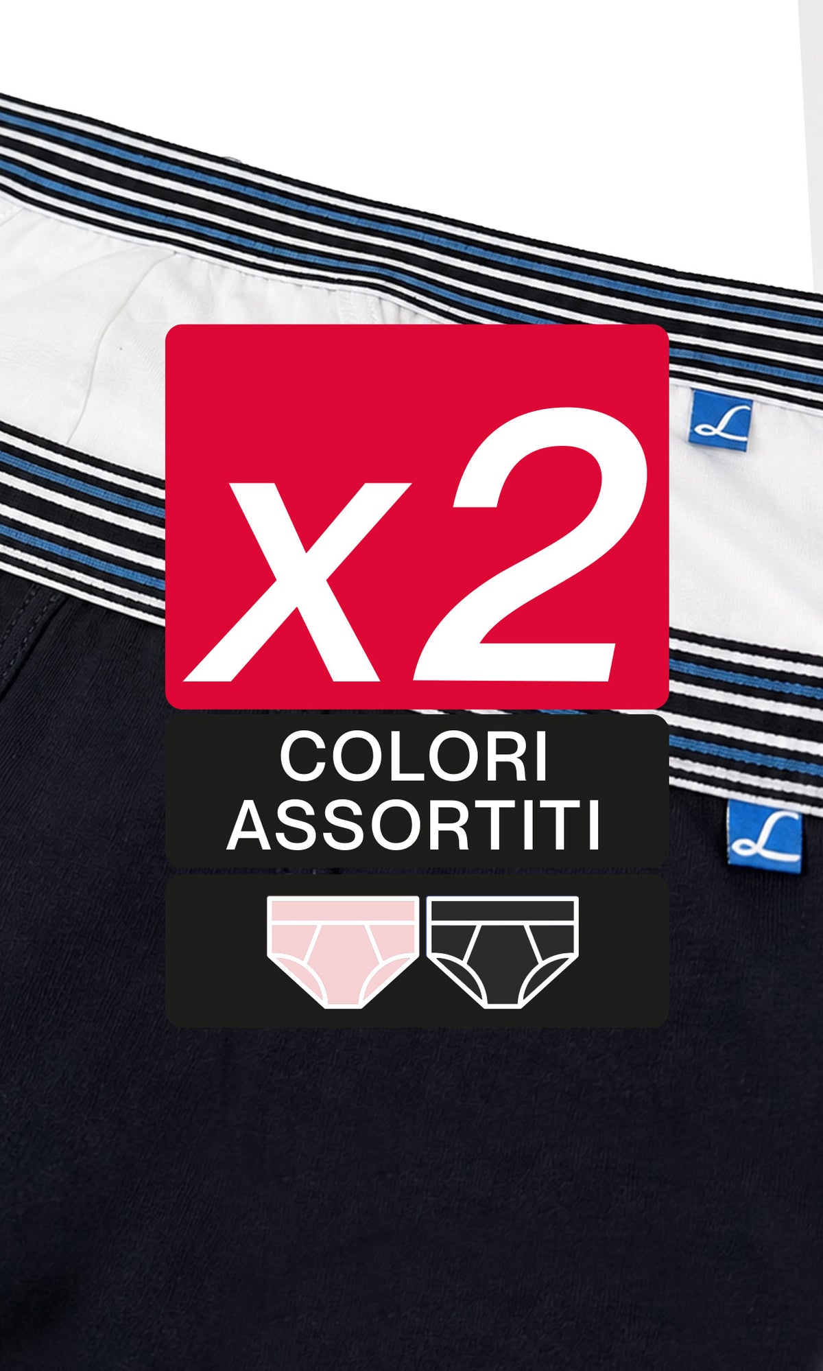 Pack 2 slip medi uomo Yachting, cotone elasticizzato