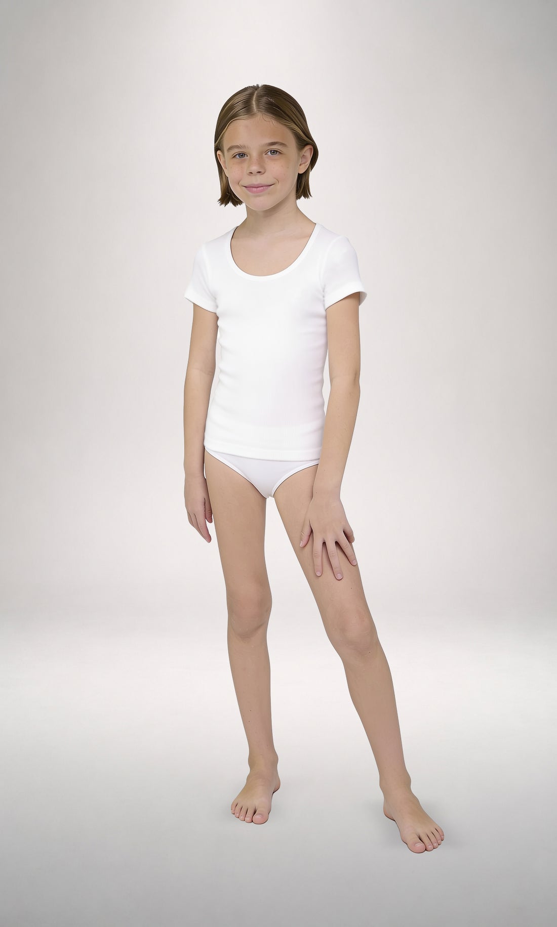 T-Shirt girocollo bordo raso manica corta bimba, caldo cotone