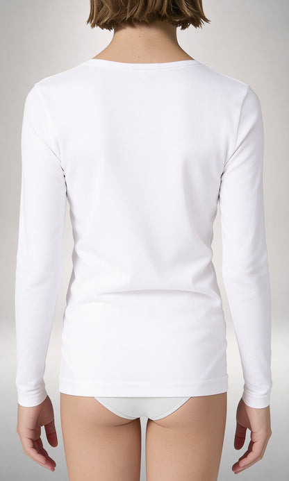 T-Shirt girocollo bordo raso manica lunga bimba, caldo cotone