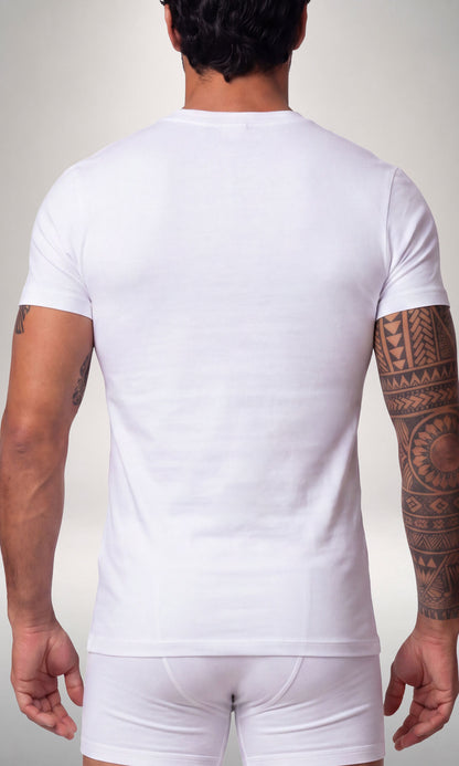 2 T-shirt scollo V caldo cotone + 2 Boxer Timeless uomo, bianco