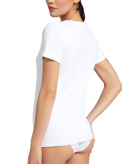 Maglietta girocollo bordo raso manica corta donna, THERMO COTTON
