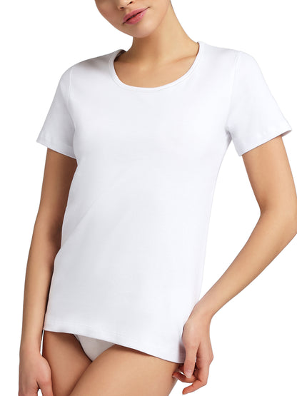 Maglietta girocollo bordo raso manica corta donna, THERMO COTTON