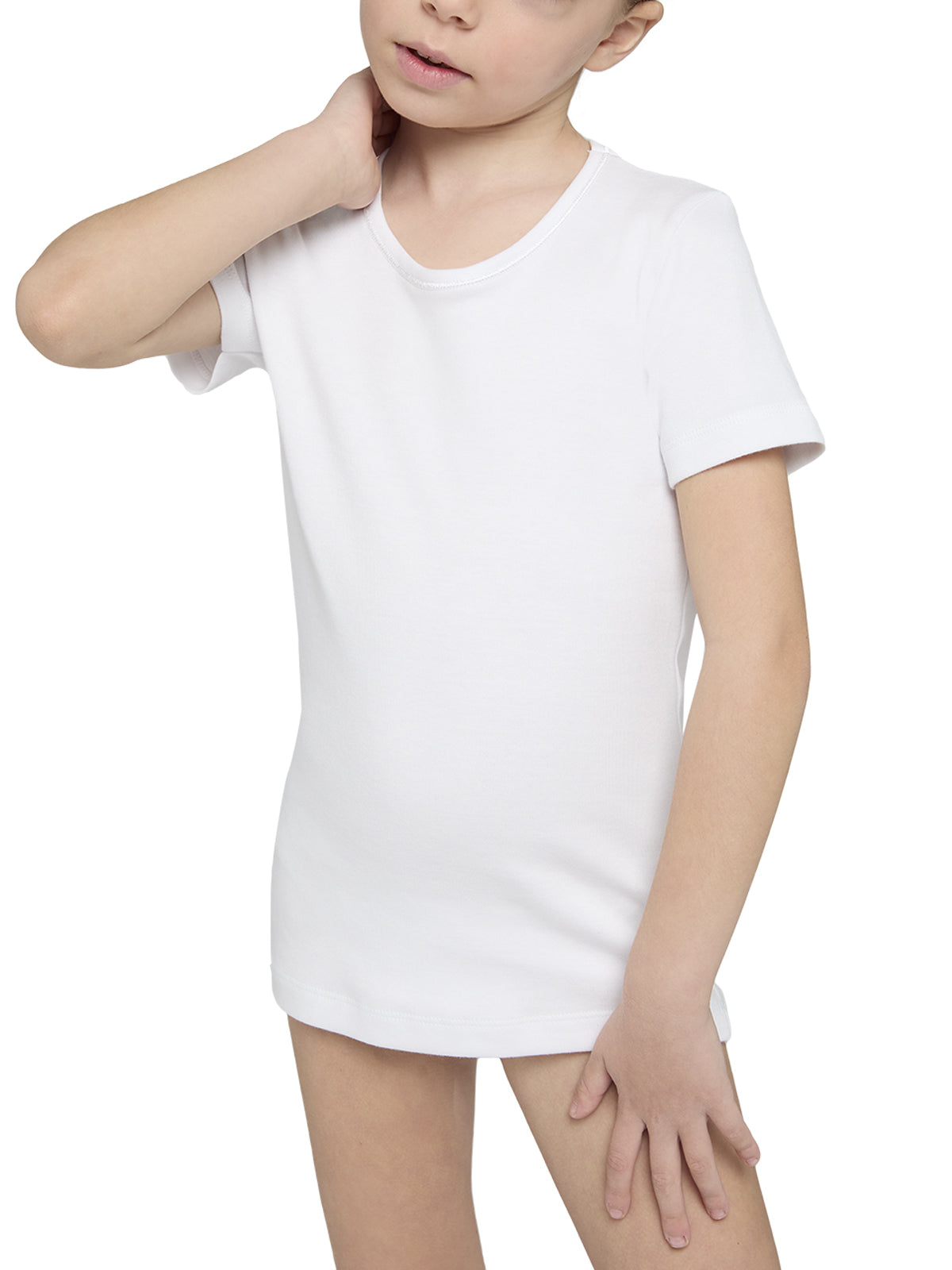 T-Shirt girocollo bordo raso manica corta bimba, THERMO COTTON