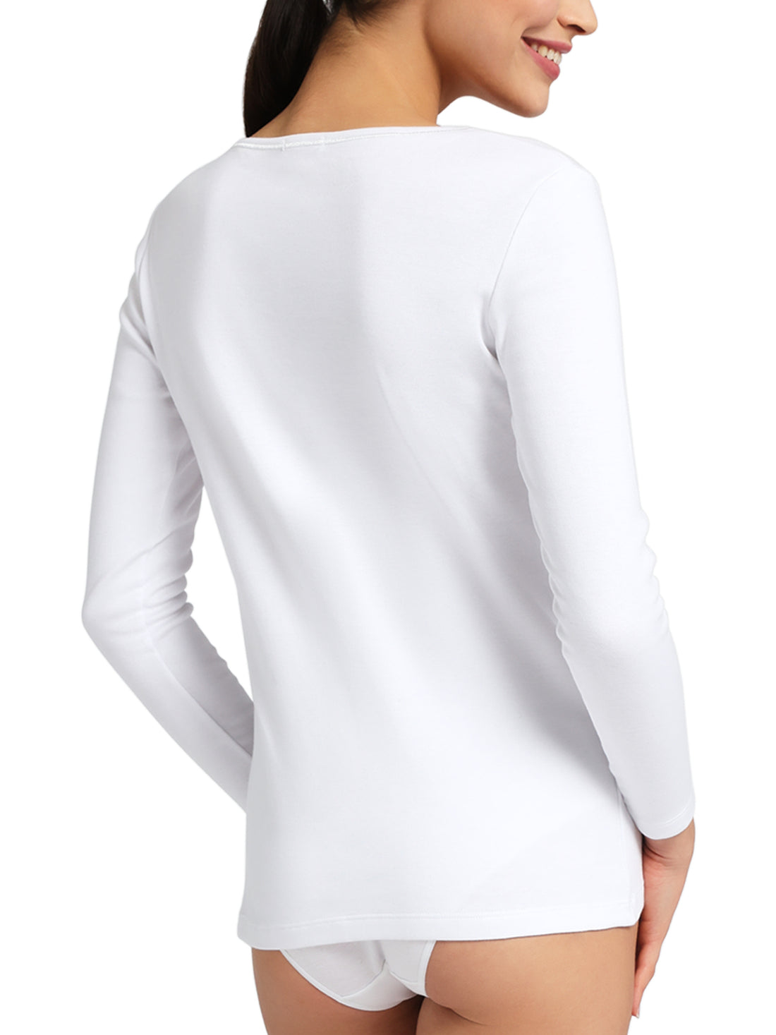 Maglietta girocollo bordo raso manica lunga donna, THERMO COTTON