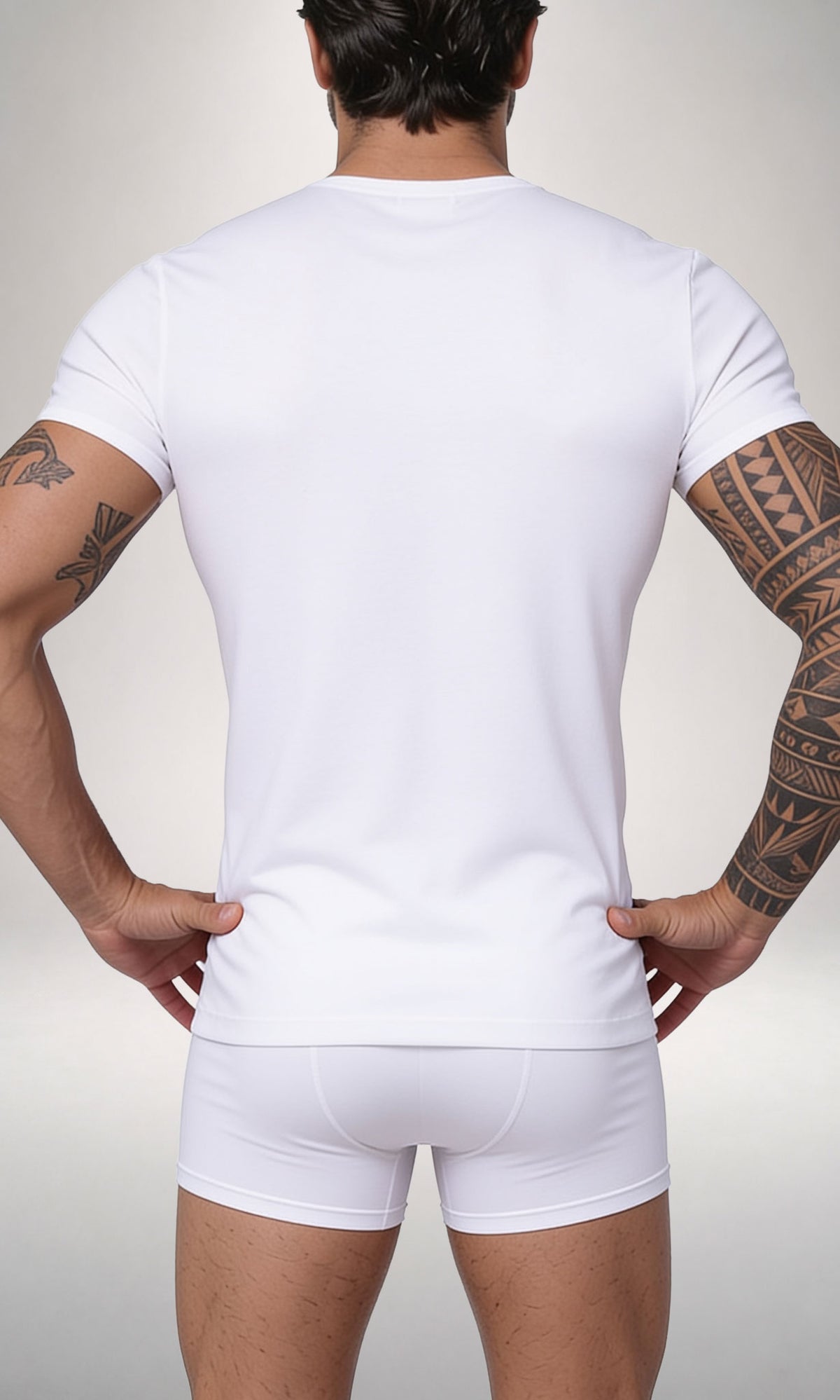 T-shirt girocollo manica corta uomo bianca, cotone elasticizzato