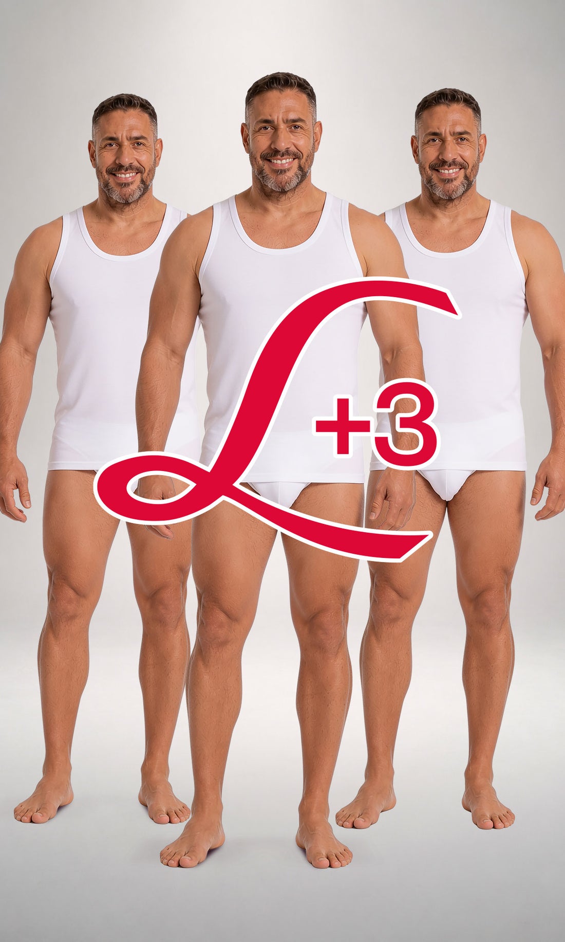 Pack 3 canotte spalla larga uomo, cotone