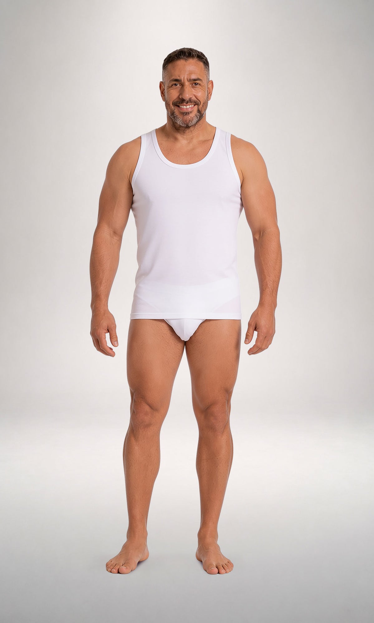 Pack 3 canotte spalla larga uomo bianche, cotone