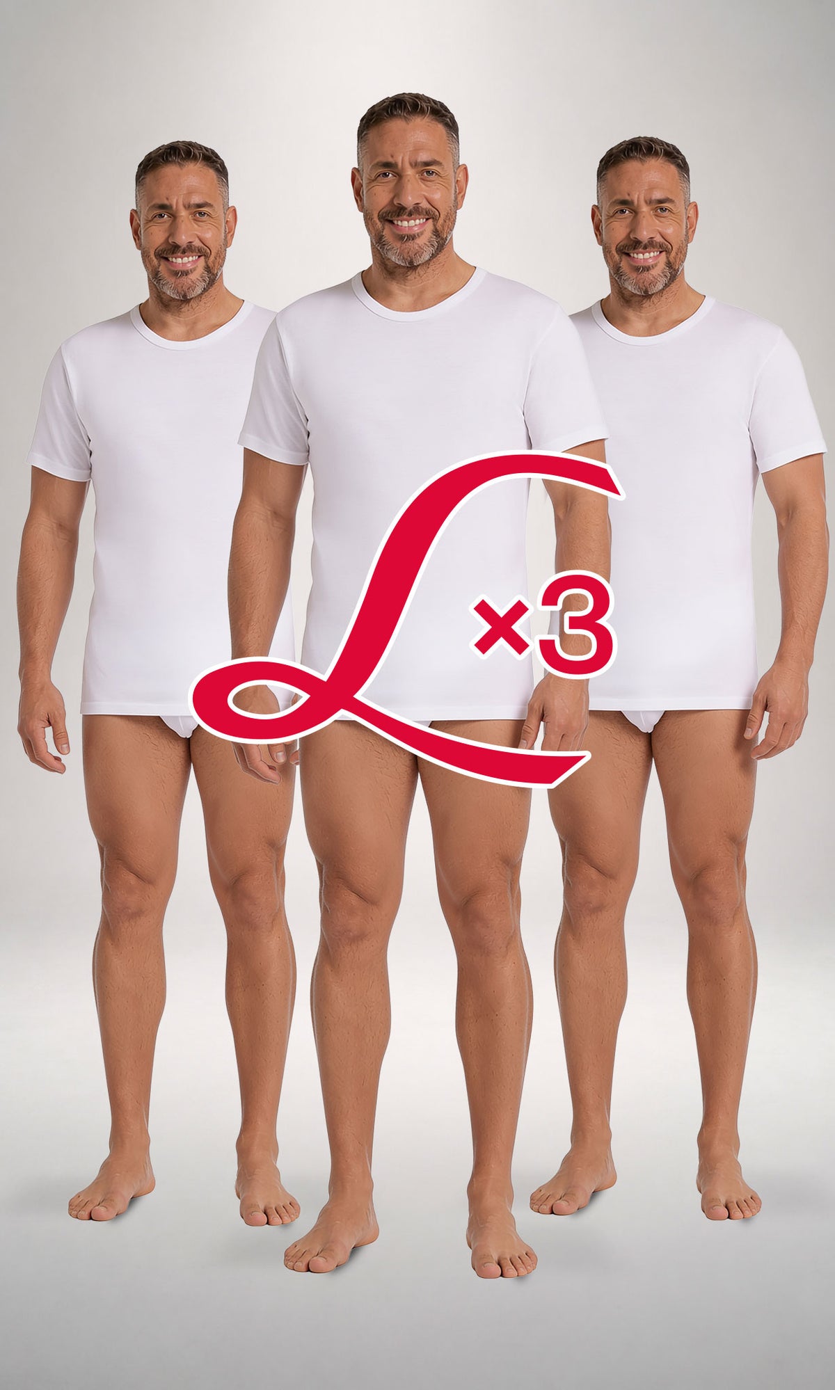 Pack 3 t-shirt girocollo uomo bianche, cotone