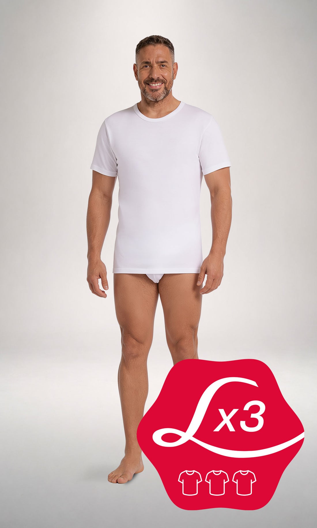 Pack 3 T-Shirts girocollo manica corta uomo, cotone