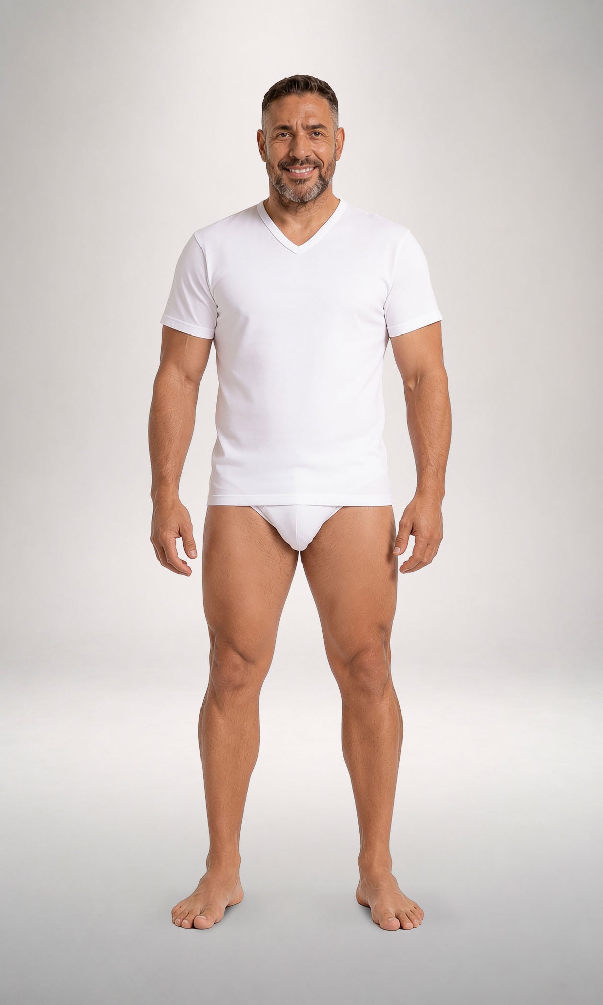 Pack 3 t-shirt scollo V uomo bianche, cotone