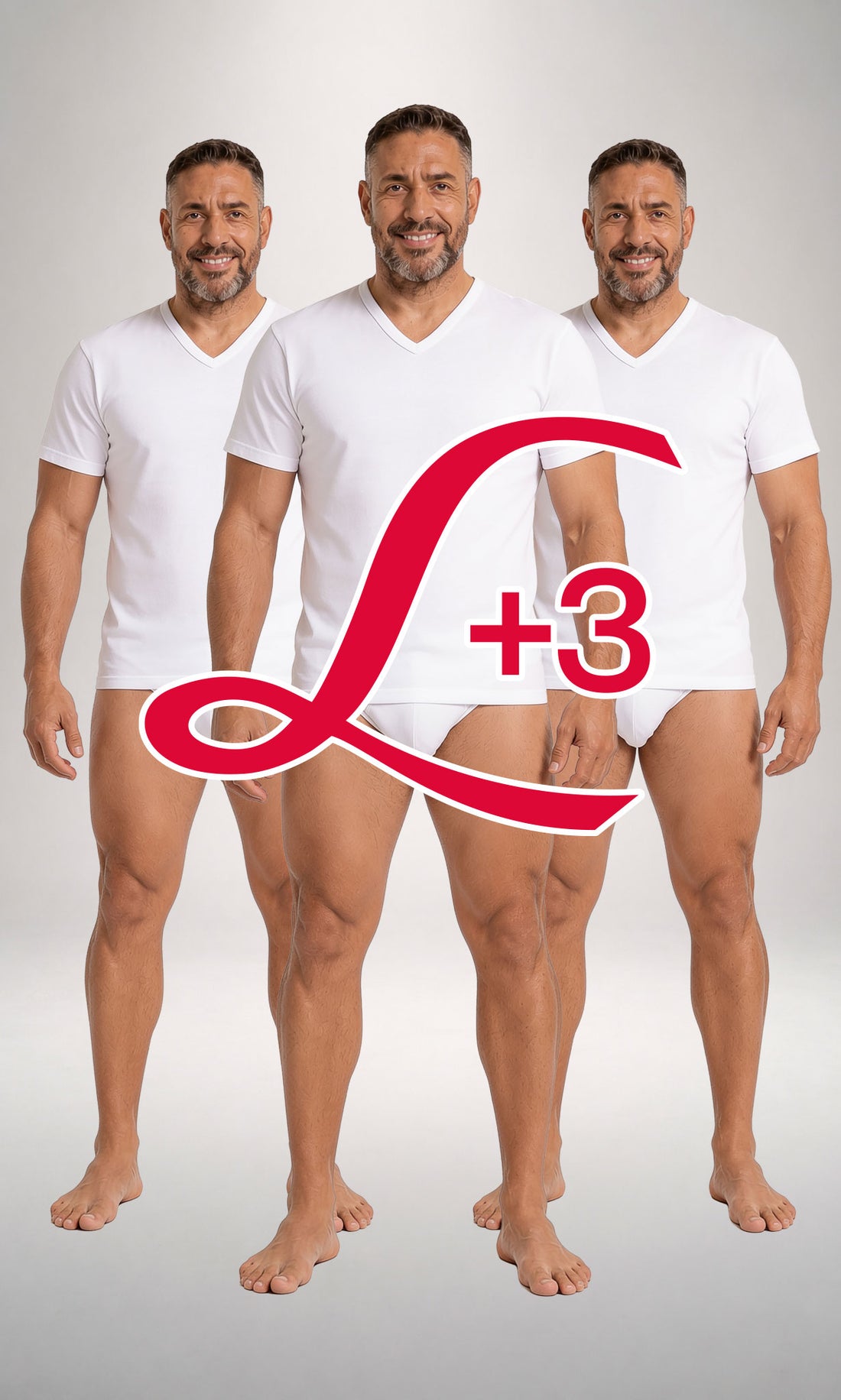 Pack 3 T-Shirts scollo V manica corta uomo, cotone
