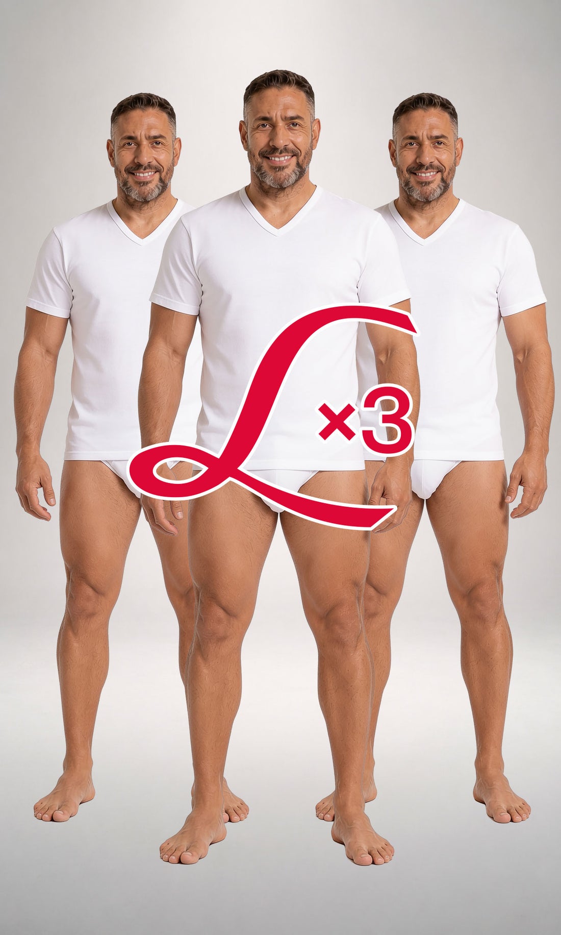 Pack 3 T-Shirts scollo V manica corta uomo, cotone