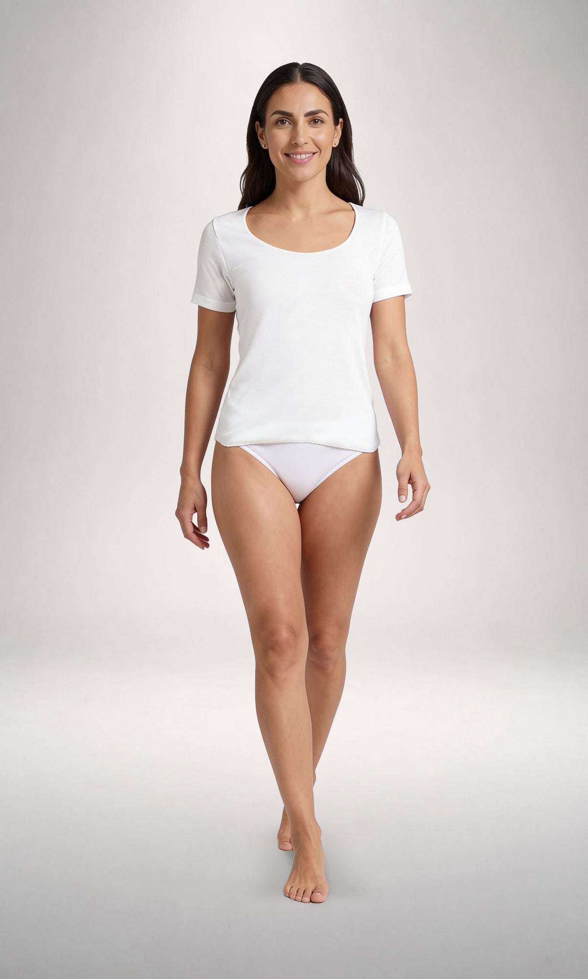 Maglietta bordo raso manica corta donna, lana e cotone (10% lana)