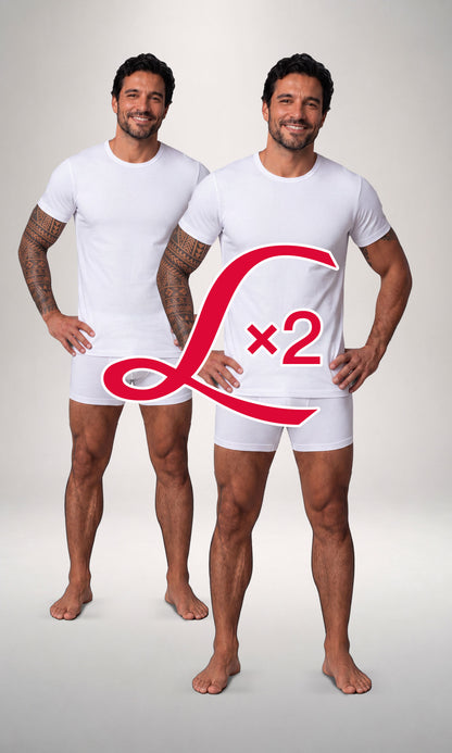 2 Pack T-shirt girocollo manica corta uomo, cotone