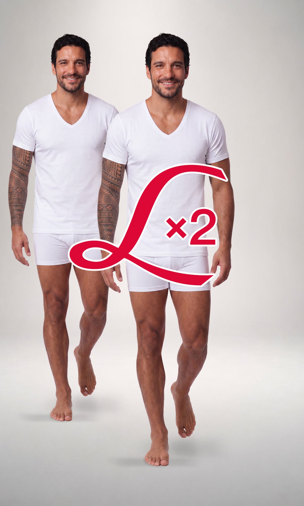 2 Pack T-shirt scollo V manica corta uomo, cotone