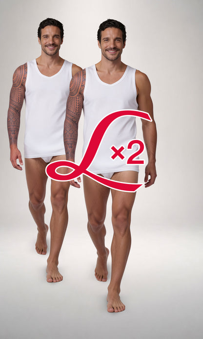 2 Pack Canotta spalla larga uomo, cotone