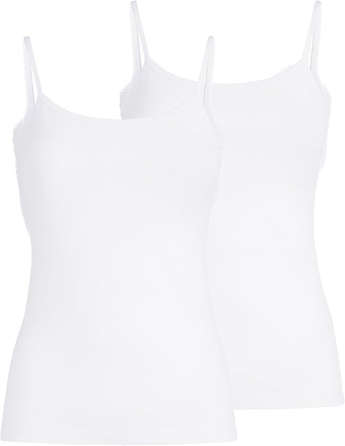 Canotta spallina sottile donna - bianco, multipack da 2, cotone elasticizzato