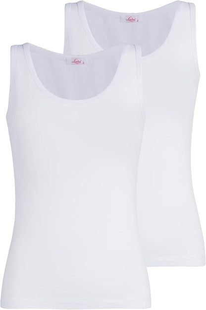 Canotta spalla larga donna - bianco, multipack da 2, cotone elasticizzato