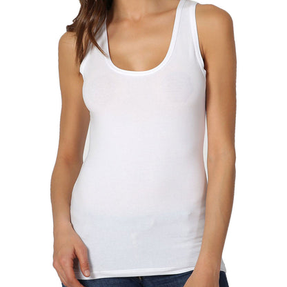 Canotta spalla larga donna - bianco, multipack da 2, cotone elasticizzato