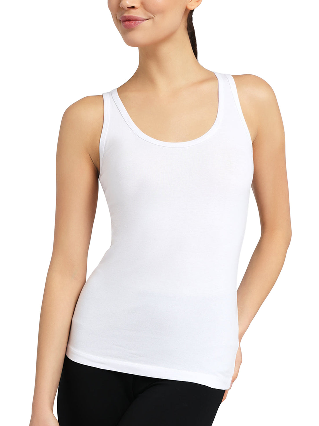 Canotta spalla larga donna - bianco, multipack da 2, cotone elasticizzato