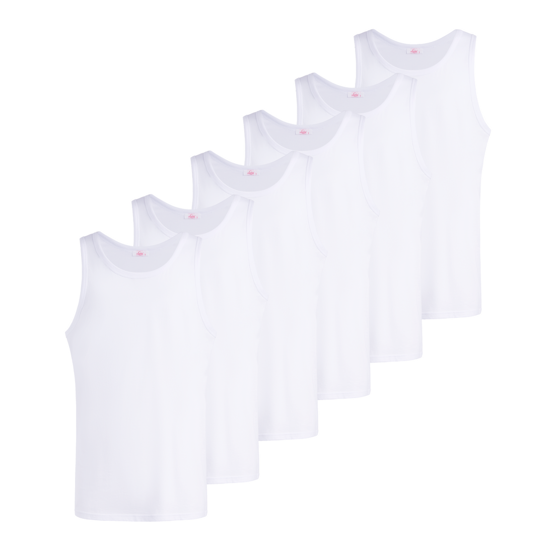 Canotta spalla larga uomo - bianco, multipack da 6, cotone