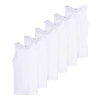 Canotta spalla larga uomo - bianco, multipack da 6, cotone