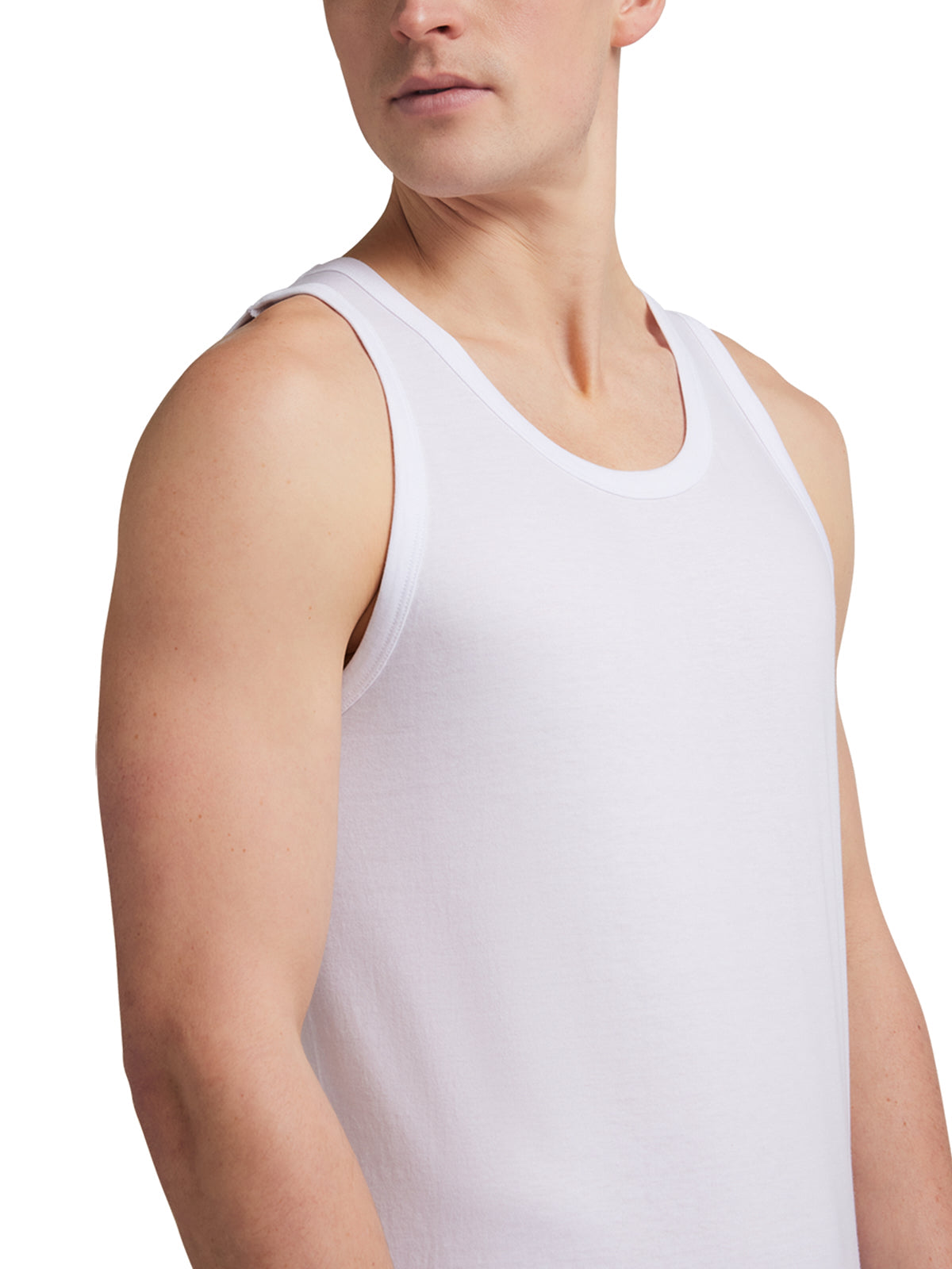 Canotta spalla larga uomo - bianco, multipack da 6, cotone