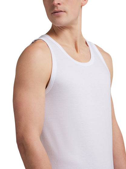 Canotta spalla larga uomo - bianco, multipack da 6, cotone