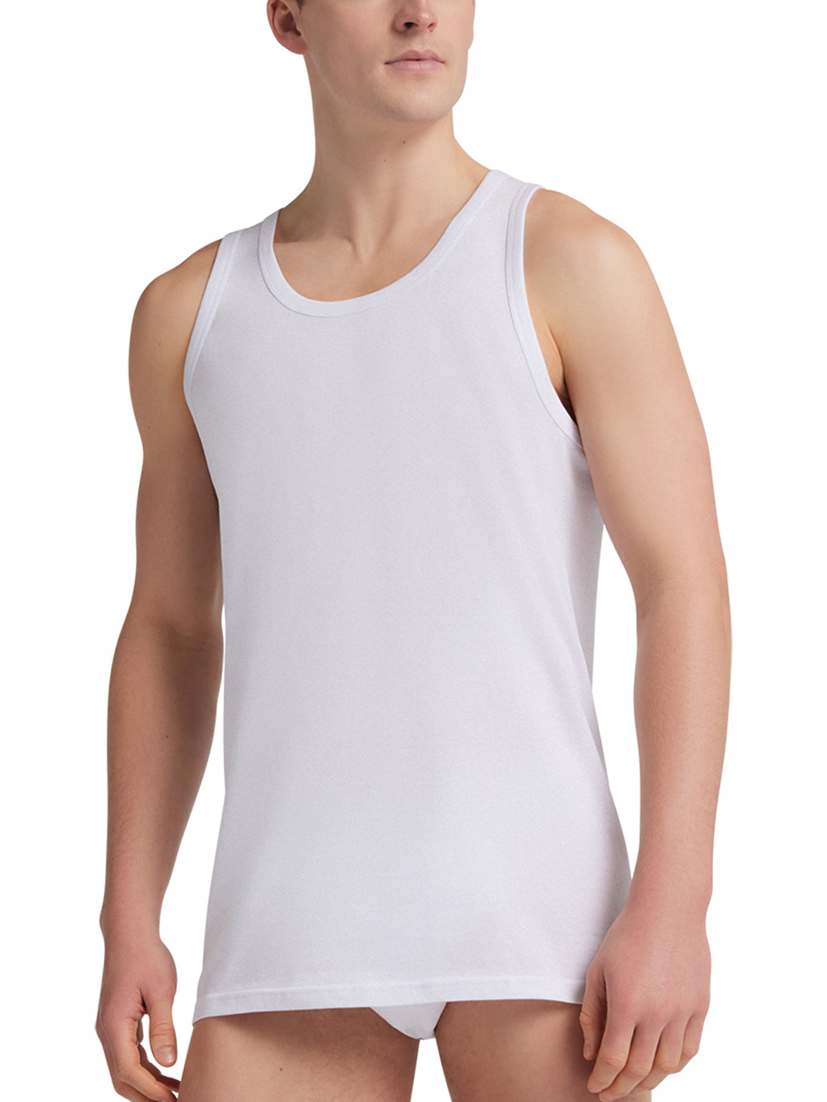 Canotta spalla larga uomo - bianco, multipack da 6, cotone