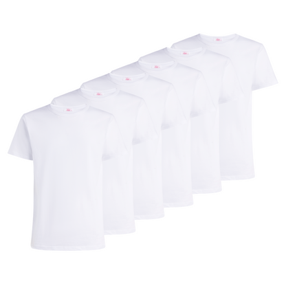 T-Shirt girocollo manica corta uomo - bianco, multipack da 6, cotone