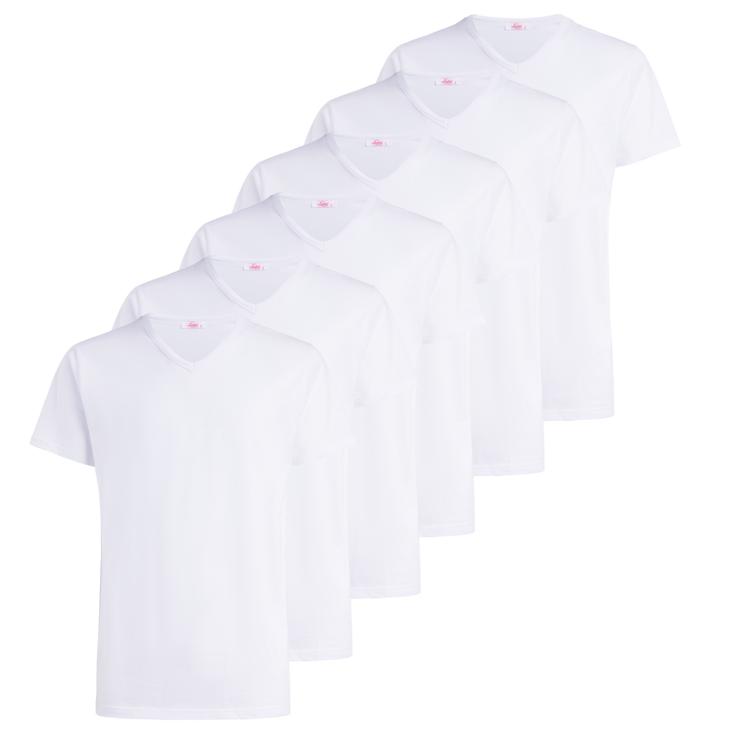 T-Shirt scollo V manica corta uomo -bianco, multipack da 6, cotone
