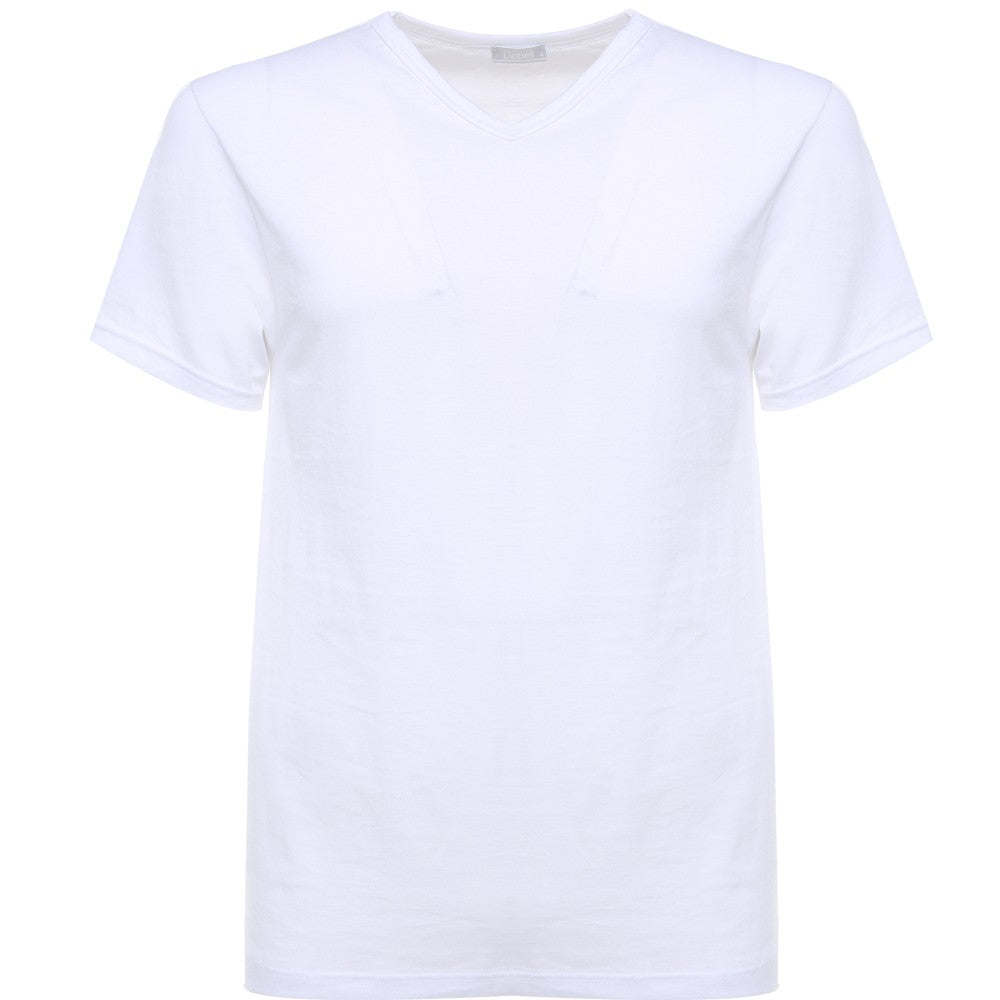 T-Shirt scollo V manica corta uomo -bianco, multipack da 6, cotone