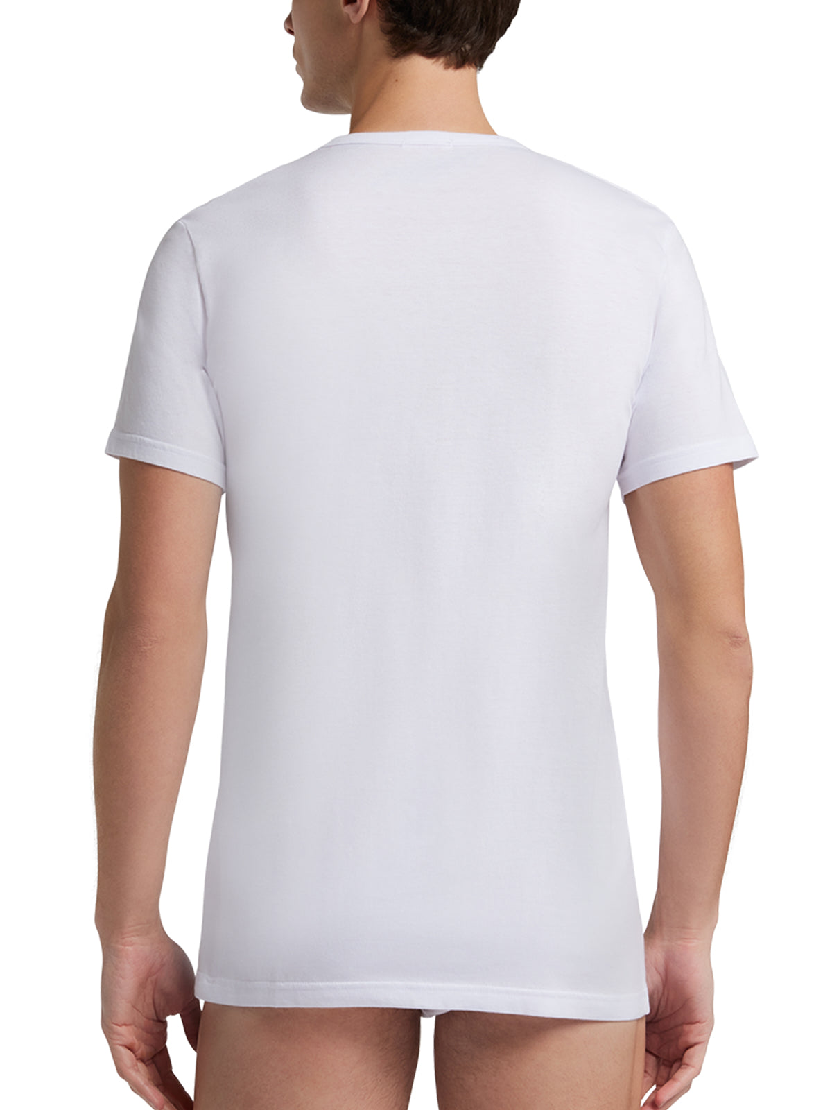 T-Shirt scollo V manica corta uomo -bianco, multipack da 6, cotone