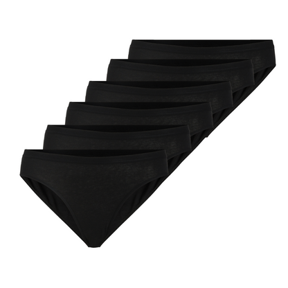 Slip mini donna - nero, multipack da 6, cotone elasticizzato