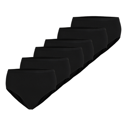 Slip midi donna - nero, multipack da 6, cotone elasticizzato