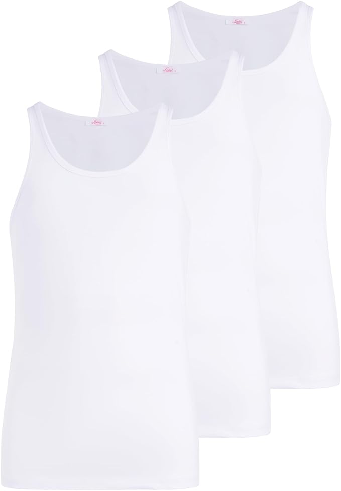 Canotta spalla larga uomo - bianco, multipack da 3, cotone elasticizzato