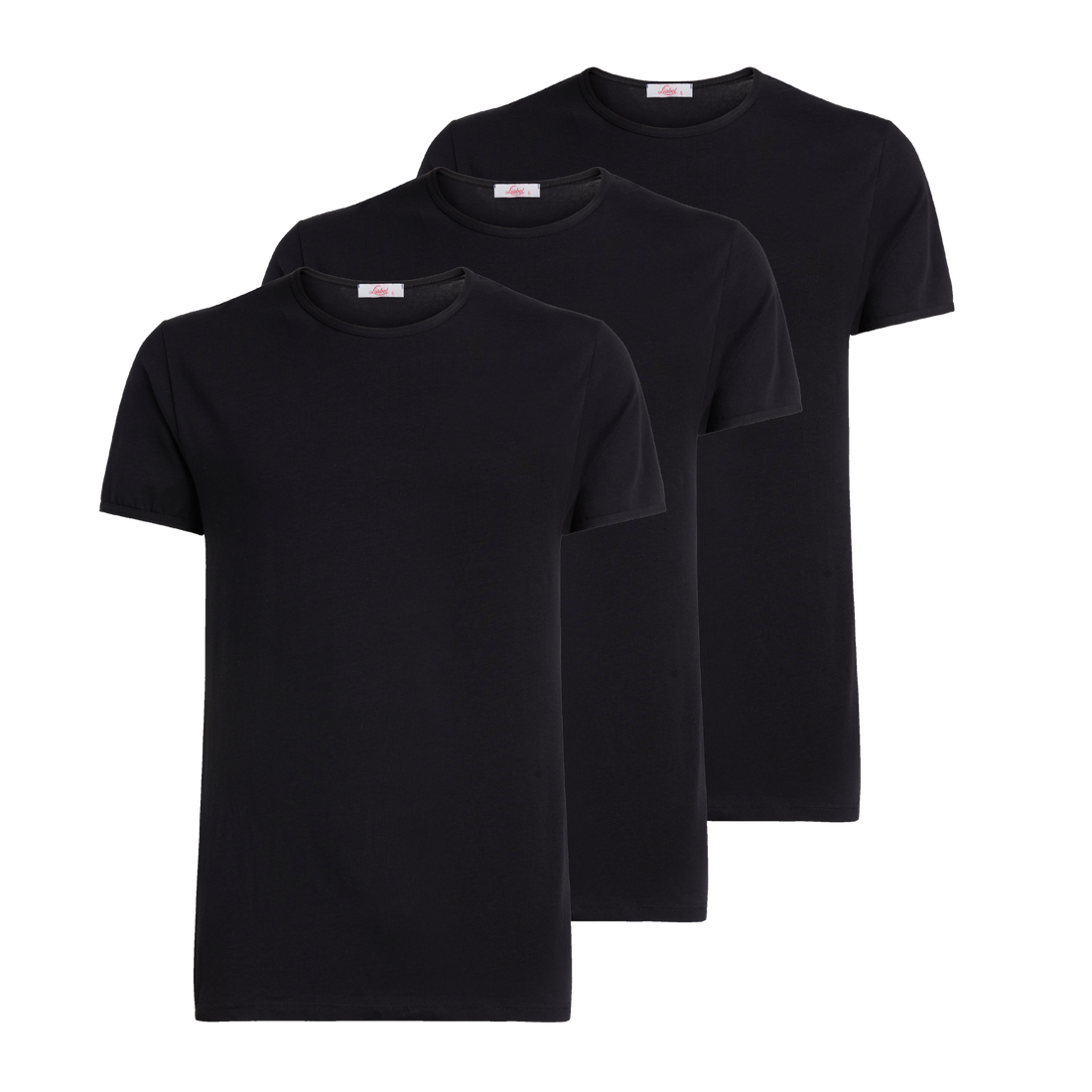 T-Shirt girocollo manica corta uomo - nero, multipack da 3, cotone elasticizzato